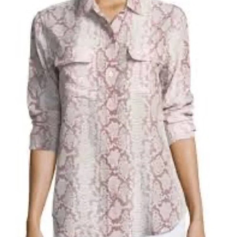 New Equipment Snake-print Washed-Silk Blouse